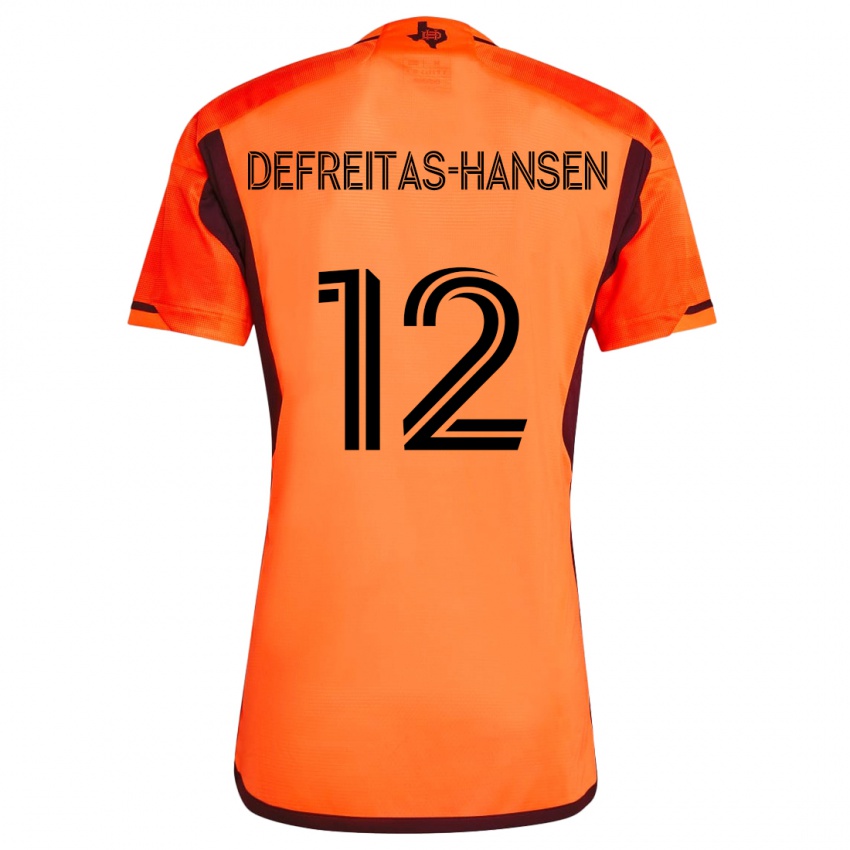 Enfant Maillot Nicholas Defreitas-Hansen #12 Orange Noir Tenues Domicile 2024/25 T-Shirt Belgique