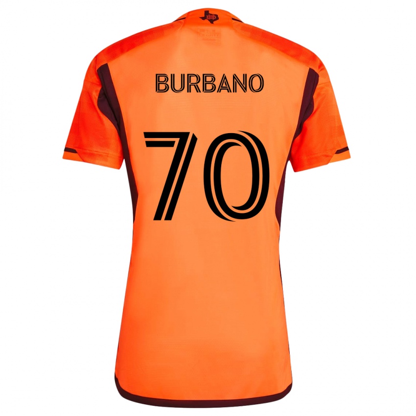 Enfant Maillot Jordy Burbano #70 Orange Noir Tenues Domicile 2024/25 T-Shirt Belgique