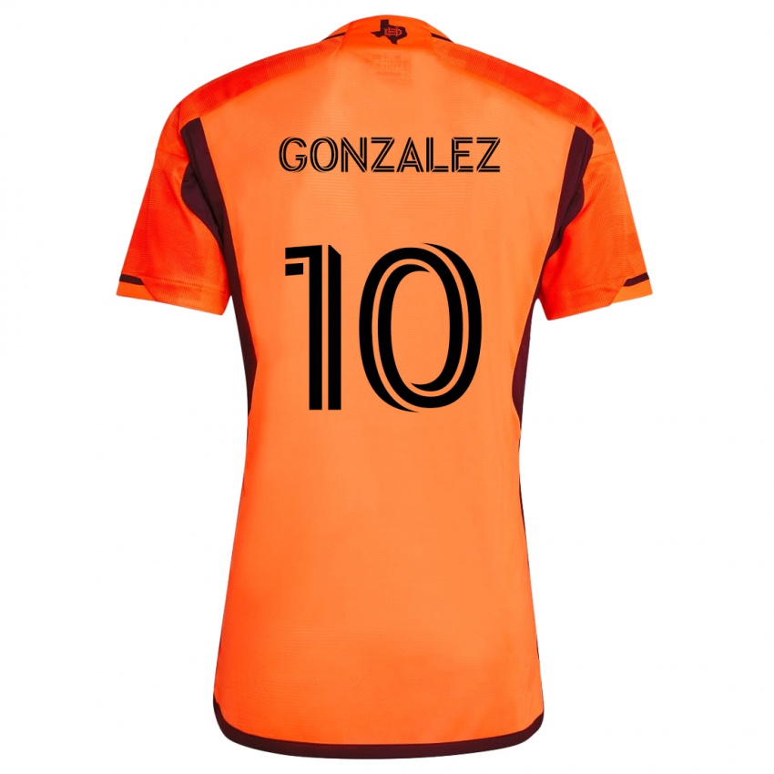 Enfant Maillot Yair González #10 Orange Noir Tenues Domicile 2024/25 T-Shirt Belgique