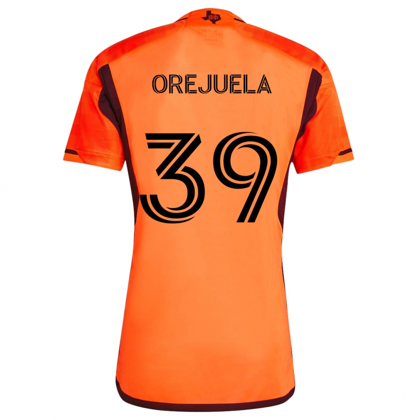 Enfant Maillot Jesus Orejuela #39 Orange Noir Tenues Domicile 2024/25 T-Shirt Belgique