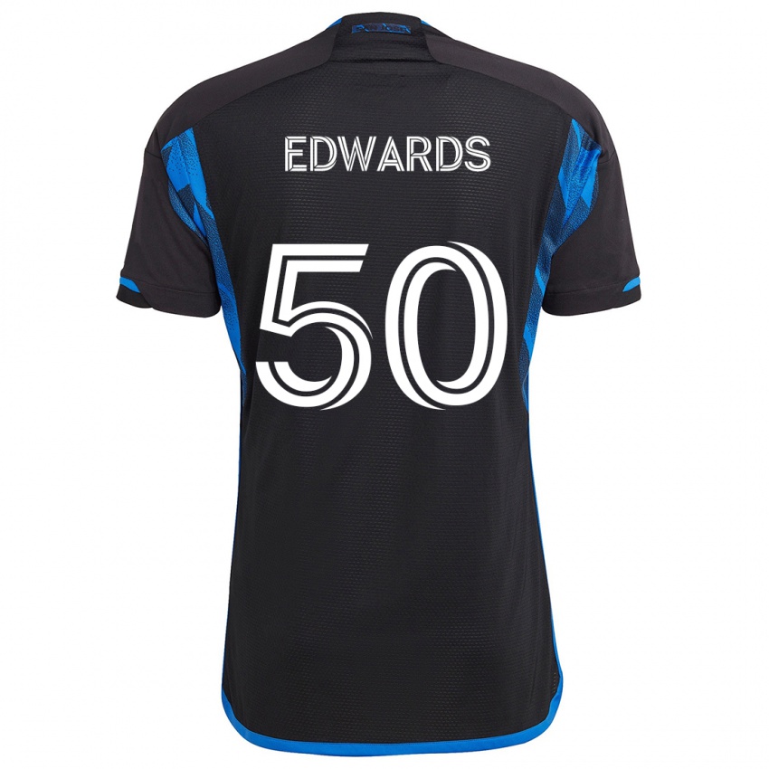 Kinderen Aaron Edwards #50 Blauw Zwart Thuisshirt Thuistenue 2024/25 T-Shirt België