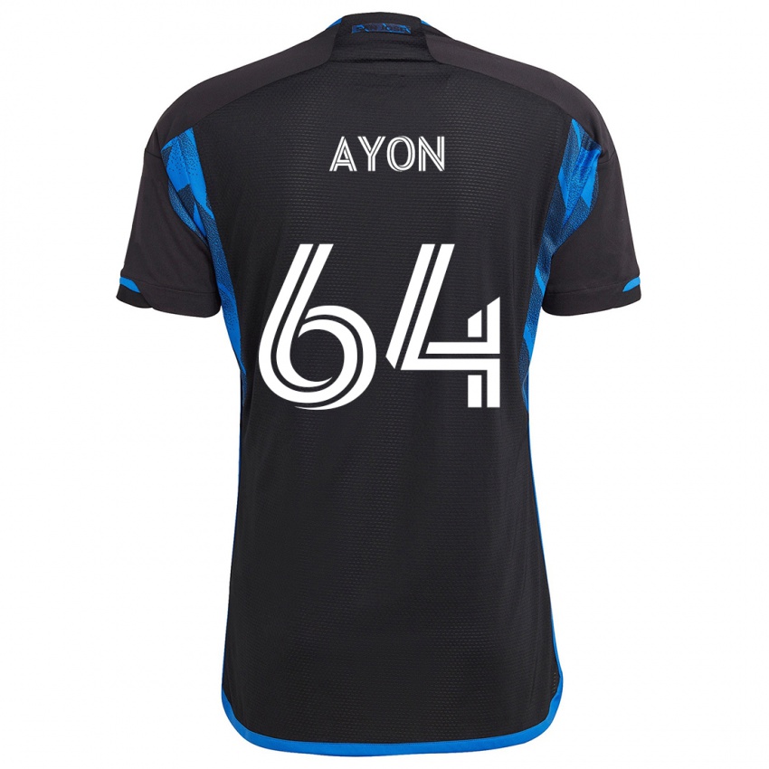 Enfant Maillot Jerry Ayon #64 Bleu Noir Tenues Domicile 2024/25 T-Shirt Belgique