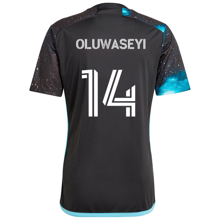 Kinderen Tani Oluwaseyi #14 Zwart Blauw Thuisshirt Thuistenue 2024/25 T-Shirt België