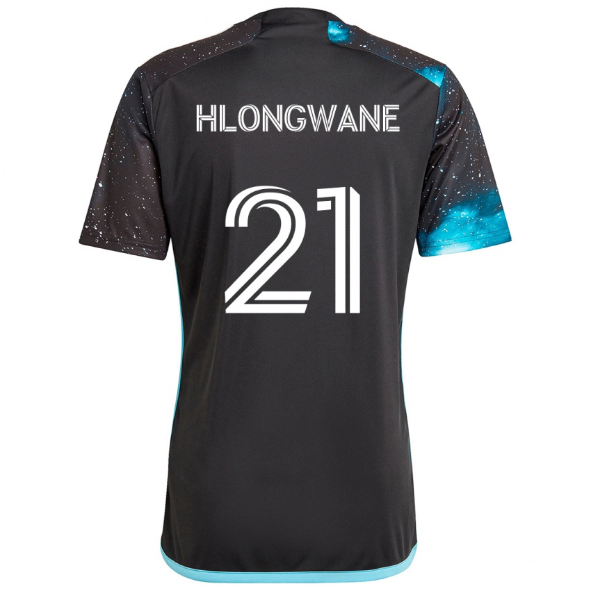 Kinderen Bongokuhle Hlongwane #21 Zwart Blauw Thuisshirt Thuistenue 2024/25 T-Shirt België