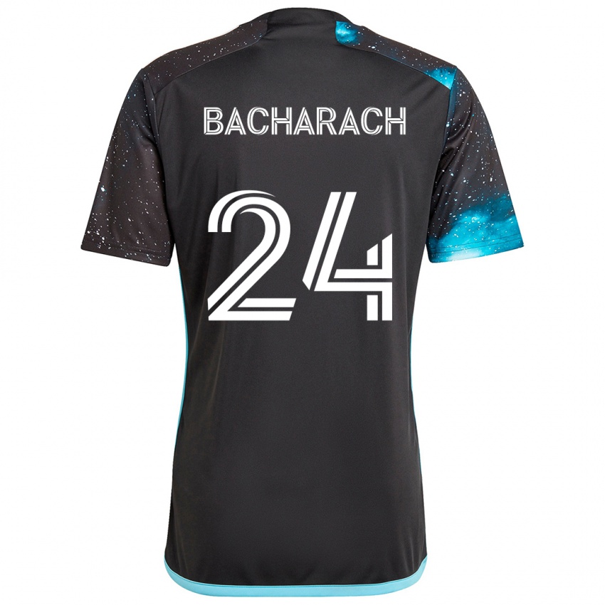 Enfant Maillot Hugo Bacharach #24 Noir Bleu Tenues Domicile 2024/25 T-Shirt Belgique