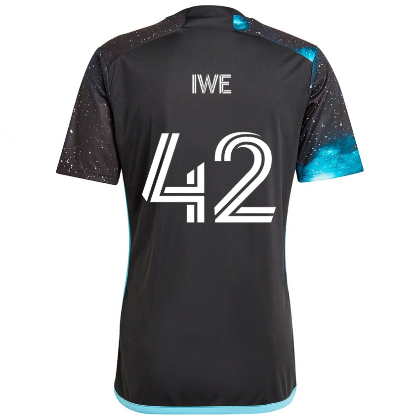 Kinderen Emmanuel Iwe #42 Zwart Blauw Thuisshirt Thuistenue 2024/25 T-Shirt België