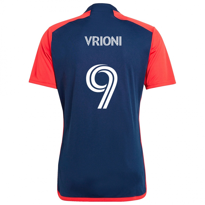 Kinderen Giacomo Vrioni #9 Blauw Rood Thuisshirt Thuistenue 2024/25 T-Shirt België