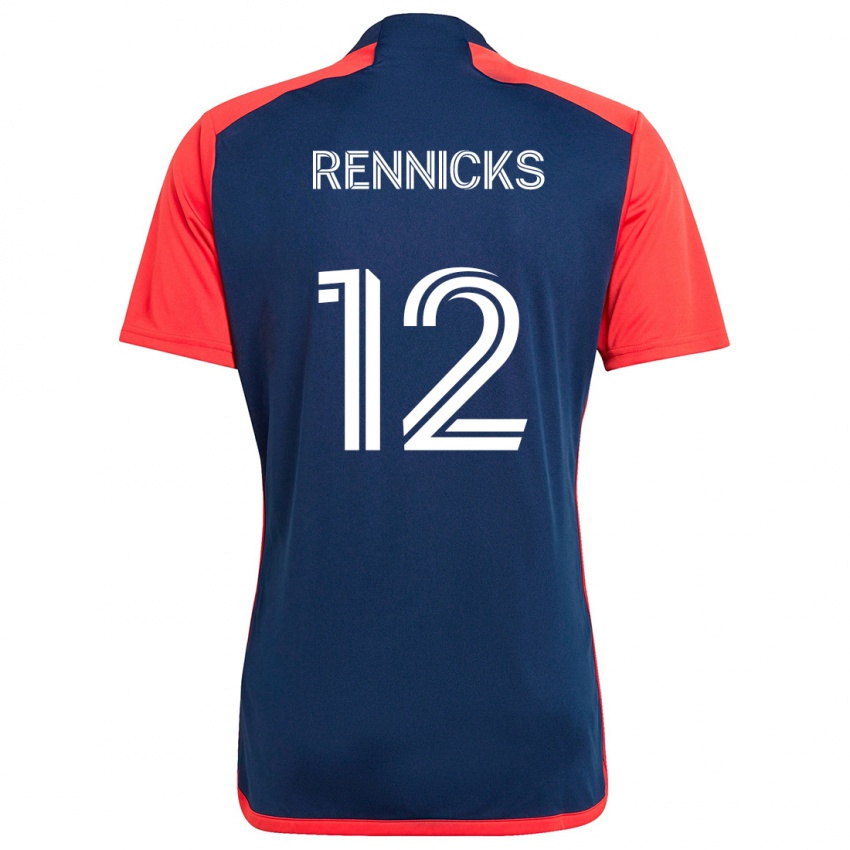 Kinderen Justin Rennicks #12 Blauw Rood Thuisshirt Thuistenue 2024/25 T-Shirt België