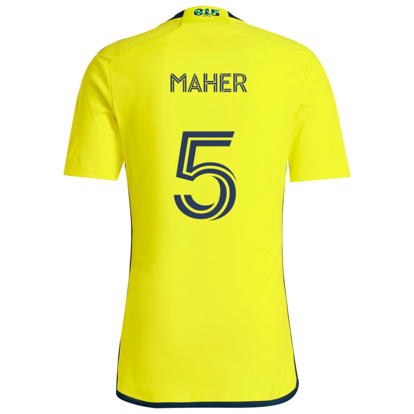 Enfant Maillot Jack Maher #5 Jaune Bleu Tenues Domicile 2024/25 T-Shirt Belgique