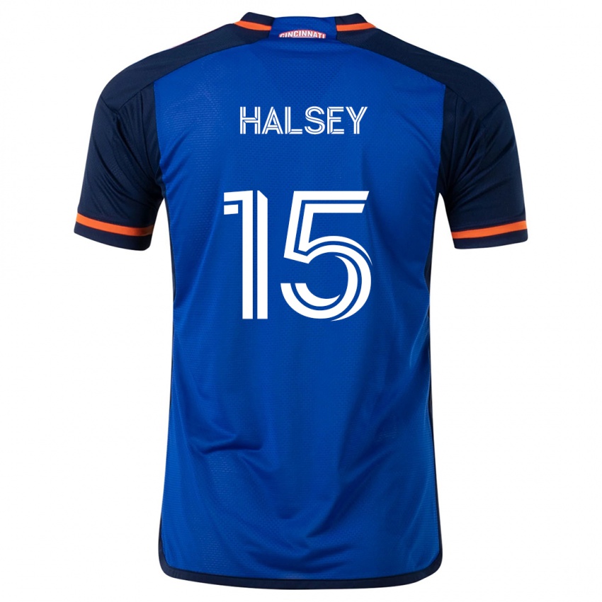 Kinderen Bret Halsey #15 Blauw Wit Thuisshirt Thuistenue 2024/25 T-Shirt België