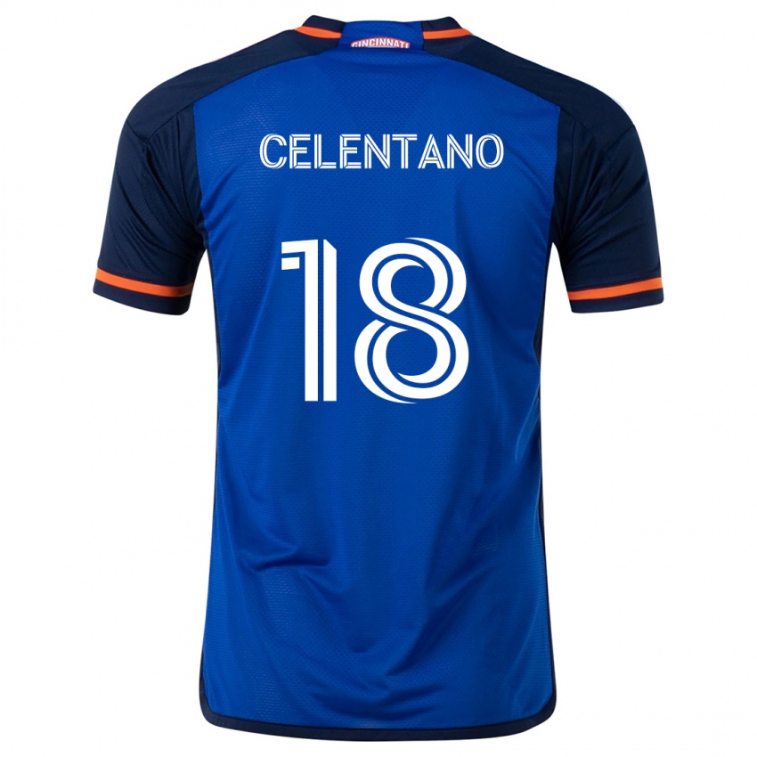 Enfant Maillot Roman Celentano #18 Bleu Blanc Tenues Domicile 2024/25 T-Shirt Belgique