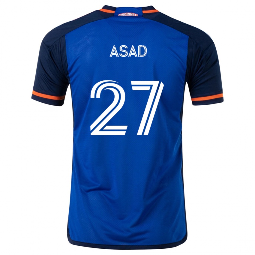 Enfant Maillot Yamil Asad #27 Bleu Blanc Tenues Domicile 2024/25 T-Shirt Belgique