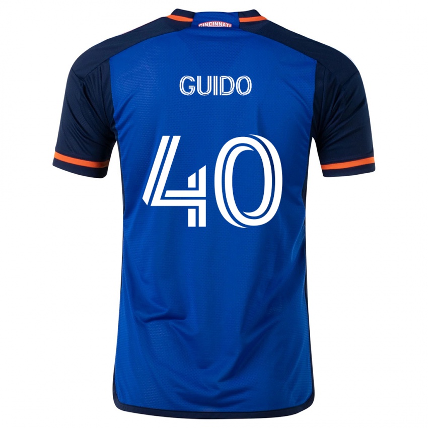 Enfant Maillot Alejandro Guido #40 Bleu Blanc Tenues Domicile 2024/25 T-Shirt Belgique