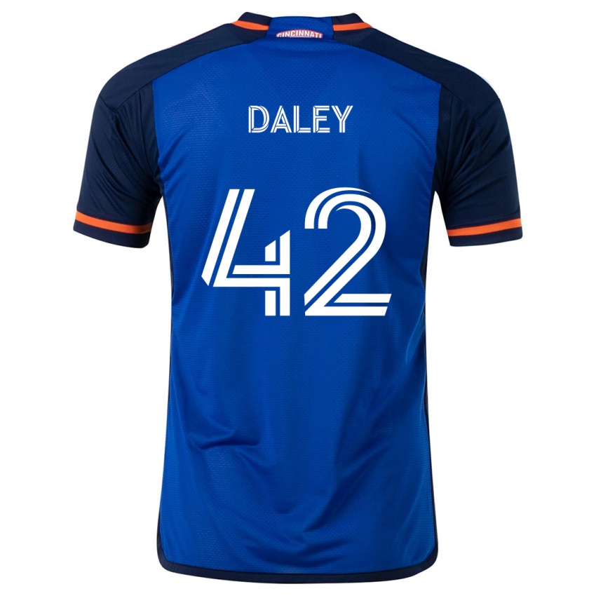 Enfant Maillot Amir Daley #42 Bleu Blanc Tenues Domicile 2024/25 T-Shirt Belgique