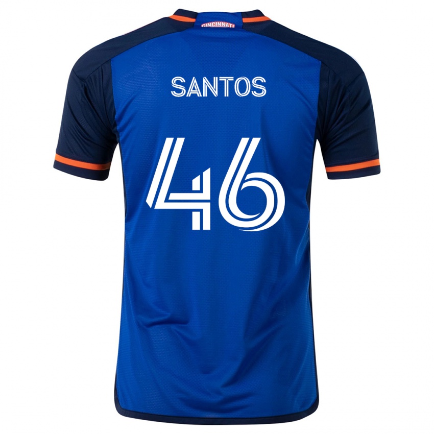 Enfant Maillot Guilherme Santos #46 Bleu Blanc Tenues Domicile 2024/25 T-Shirt Belgique