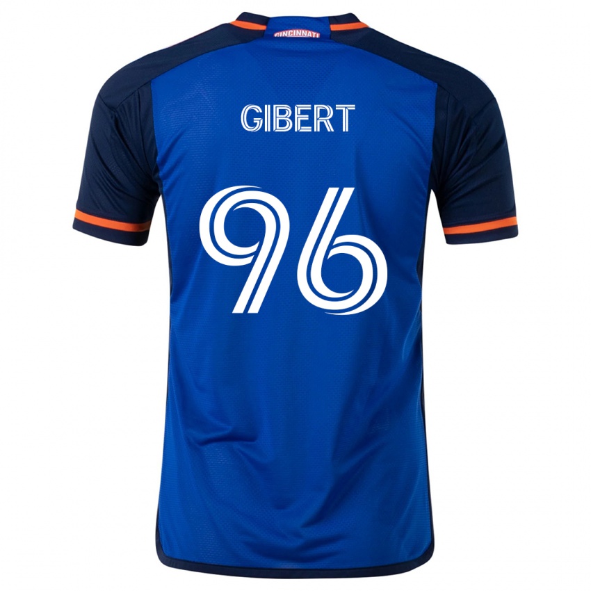 Enfant Maillot Gaël Gibert #96 Bleu Blanc Tenues Domicile 2024/25 T-Shirt Belgique