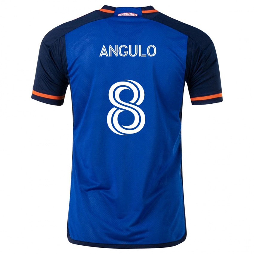 Enfant Maillot Marco Angulo #8 Bleu Blanc Tenues Domicile 2024/25 T-Shirt Belgique