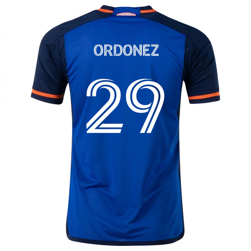 Enfant Maillot Arquímides Ordóñez #29 Bleu Blanc Tenues Domicile 2024/25 T-Shirt Belgique