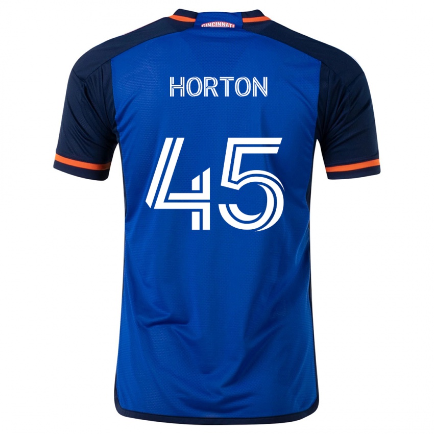 Enfant Maillot Philip Horton #45 Bleu Blanc Tenues Domicile 2024/25 T-Shirt Belgique