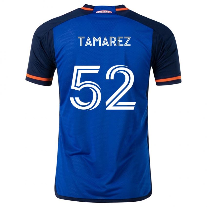 Enfant Maillot Lucas Tamarez #52 Bleu Blanc Tenues Domicile 2024/25 T-Shirt Belgique