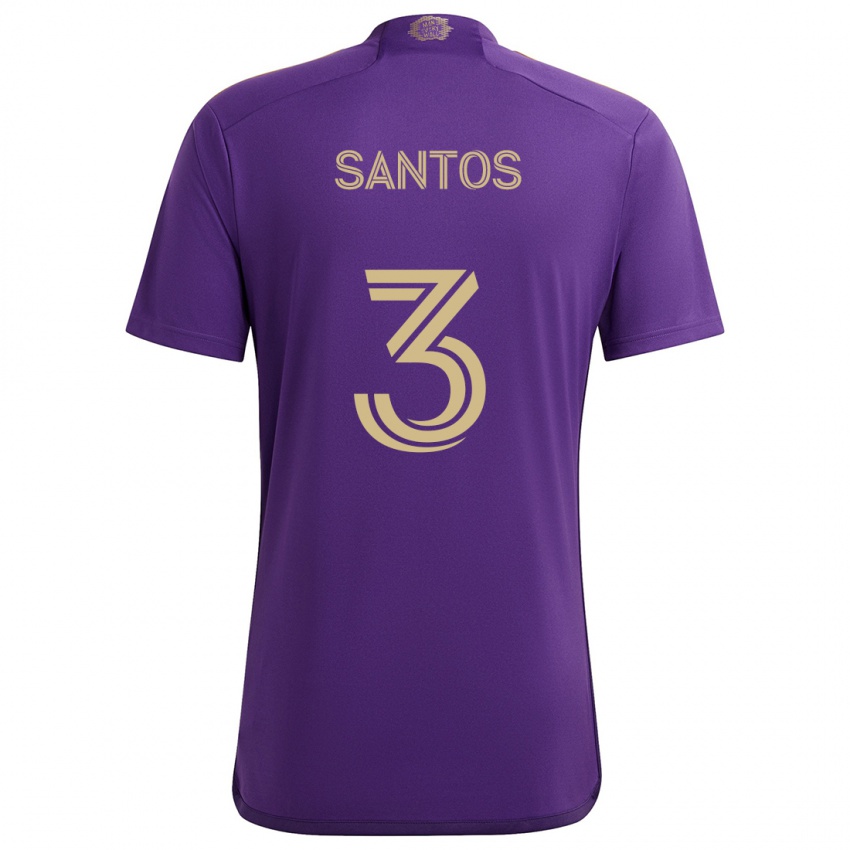 Enfant Maillot Rafael Santos #3 Violet Jaune Tenues Domicile 2024/25 T-Shirt Belgique