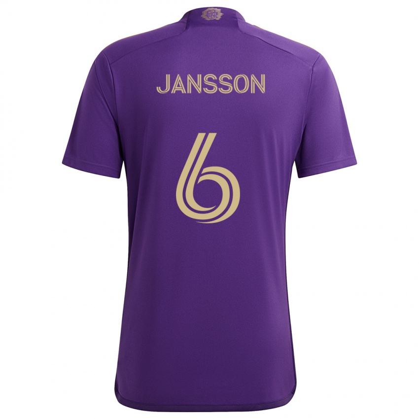 Enfant Maillot Robin Jansson #6 Violet Jaune Tenues Domicile 2024/25 T-Shirt Belgique