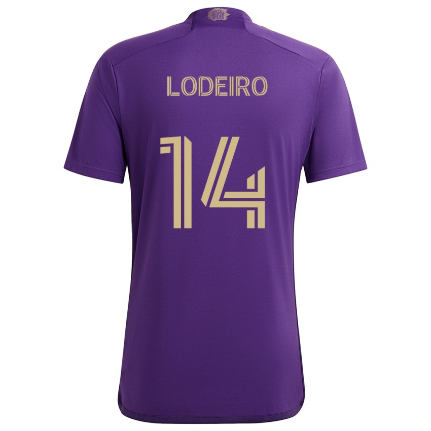 Kinder Nicolás Lodeiro #14 Lila Gelb Heimtrikot Trikot 2024/25 T-Shirt Belgien