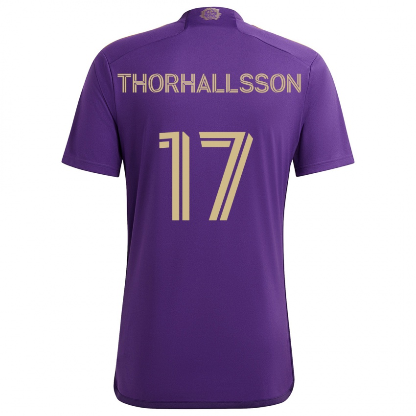 Kinderen Dagur Dan Thórhallsson #17 Paars Geel Thuisshirt Thuistenue 2024/25 T-Shirt België