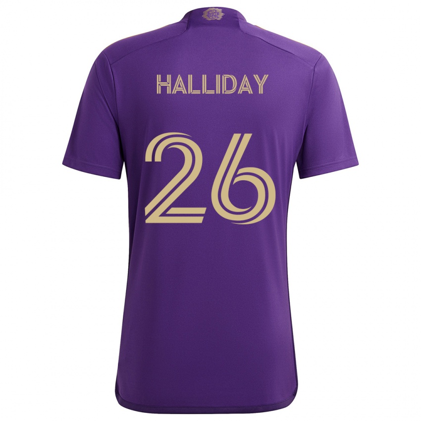 Kinderen Michael Halliday #26 Paars Geel Thuisshirt Thuistenue 2024/25 T-Shirt België