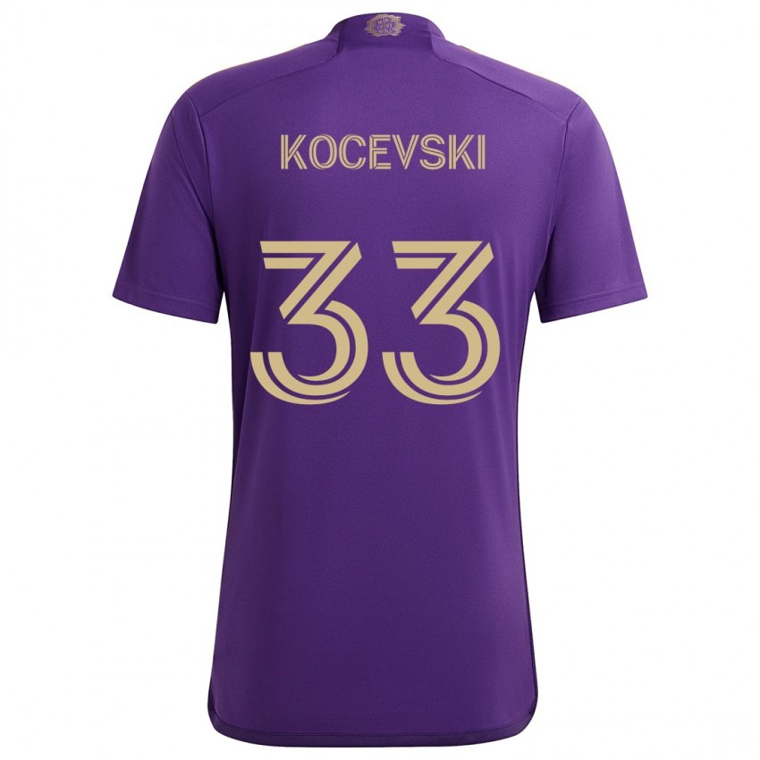 Enfant Maillot Jeorgio Kocevski #33 Violet Jaune Tenues Domicile 2024/25 T-Shirt Belgique