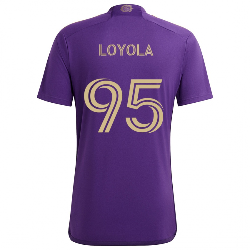 Kinderen Favian Loyola #95 Paars Geel Thuisshirt Thuistenue 2024/25 T-Shirt België