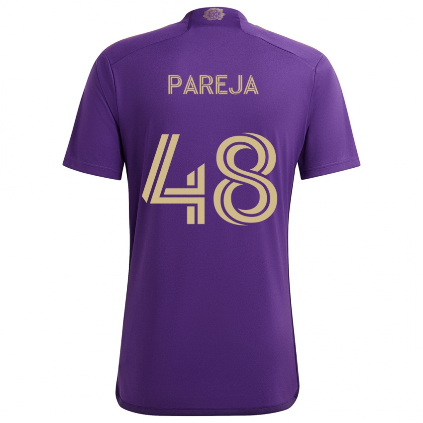 Kinderen Diego Pareja #48 Paars Geel Thuisshirt Thuistenue 2024/25 T-Shirt België