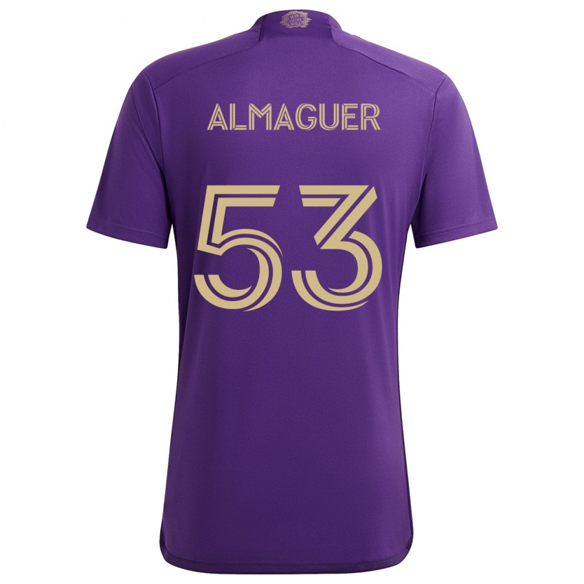 Enfant Maillot Jorge Almaguer #53 Violet Jaune Tenues Domicile 2024/25 T-Shirt Belgique