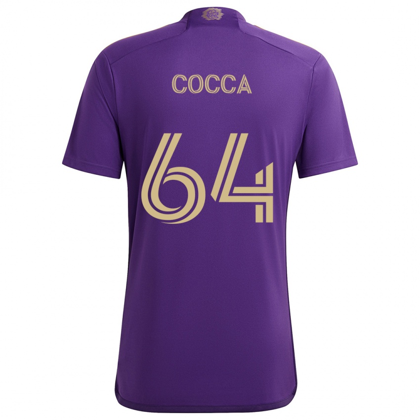 Enfant Maillot Manuel Cocca #64 Violet Jaune Tenues Domicile 2024/25 T-Shirt Belgique