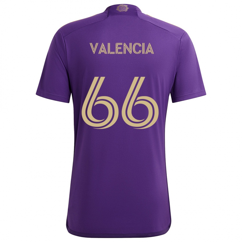 Enfant Maillot Yeiler Valencia #66 Violet Jaune Tenues Domicile 2024/25 T-Shirt Belgique