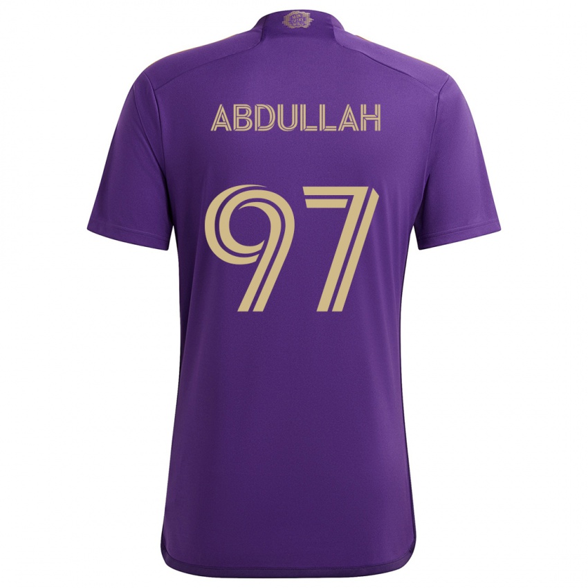 Enfant Maillot Majed Abdullah #97 Violet Jaune Tenues Domicile 2024/25 T-Shirt Belgique