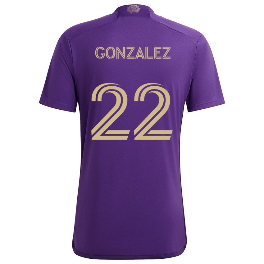 Kinderen Gastón González #22 Paars Geel Thuisshirt Thuistenue 2024/25 T-Shirt België