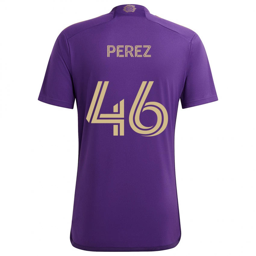 Kinderen Franco Pérez #46 Paars Geel Thuisshirt Thuistenue 2024/25 T-Shirt België