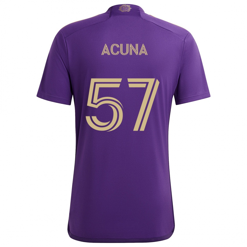 Enfant Maillot Cristofer Acuña #57 Violet Jaune Tenues Domicile 2024/25 T-Shirt Belgique