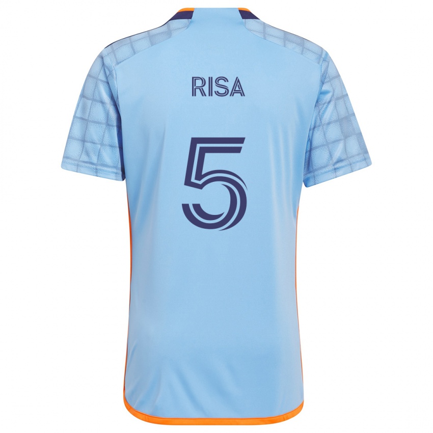 Kinderen Birk Risa #5 Blauw Oranje Thuisshirt Thuistenue 2024/25 T-Shirt België