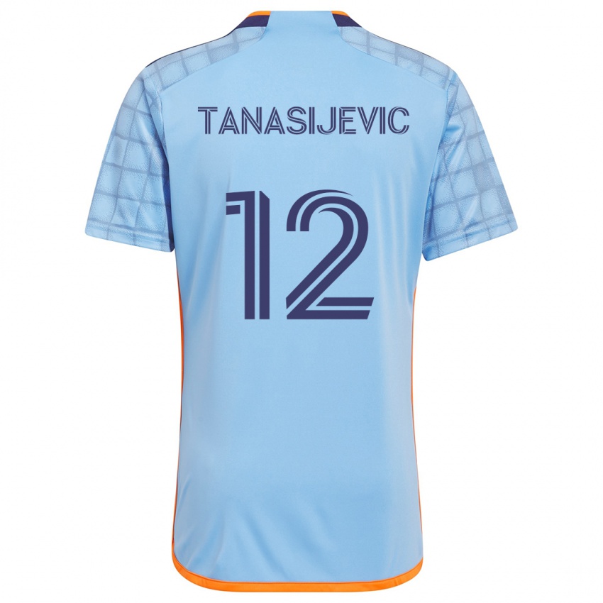 Kinderen Strahinja Tanasijevic #12 Blauw Oranje Thuisshirt Thuistenue 2024/25 T-Shirt België