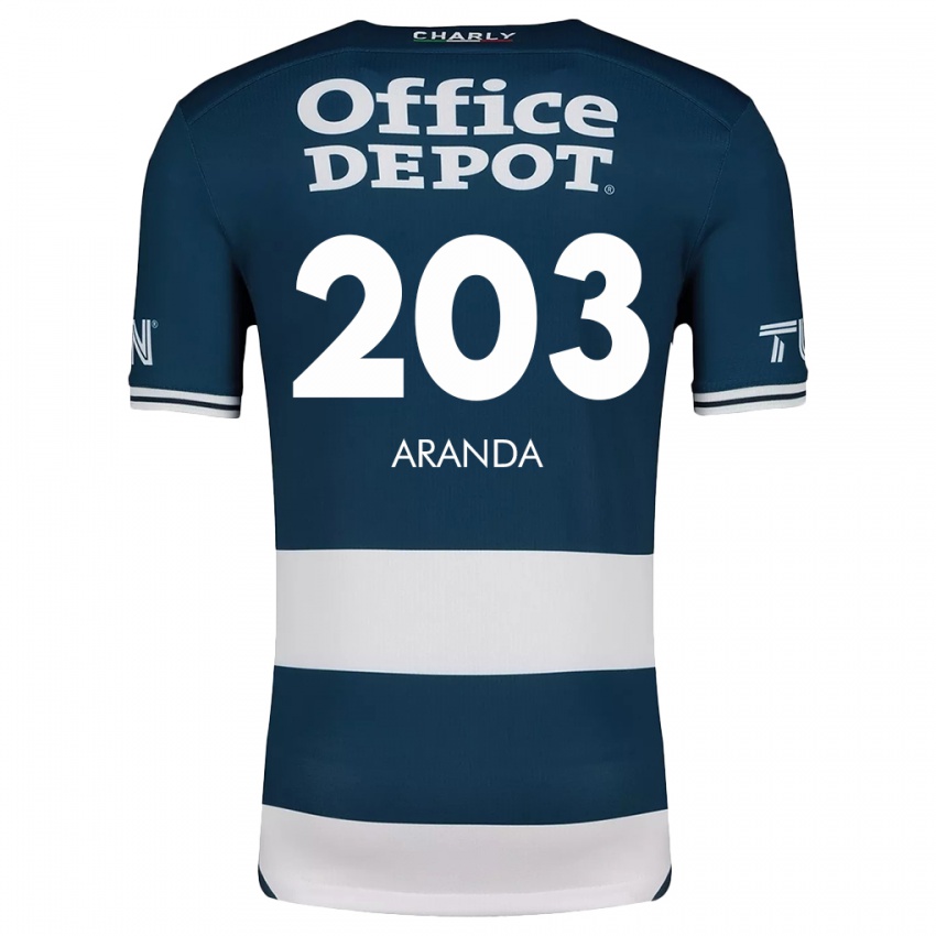 Enfant Maillot Juan Aranda #203 Bleu Blanc Tenues Domicile 2024/25 T-Shirt Belgique