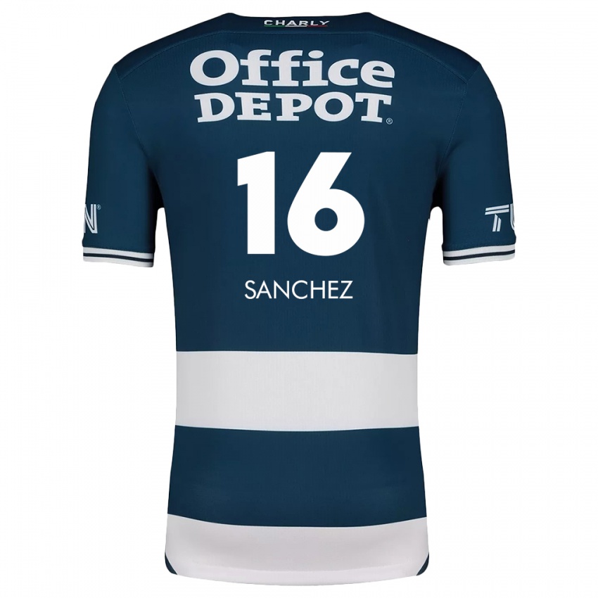 Enfant Maillot Vanessa Sánchez #16 Bleu Blanc Tenues Domicile 2024/25 T-Shirt Belgique