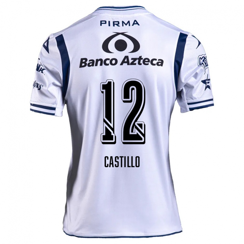 Enfant Maillot Raúl Castillo #12 Blanc Bleu Marine Tenues Domicile 2024/25 T-Shirt Belgique