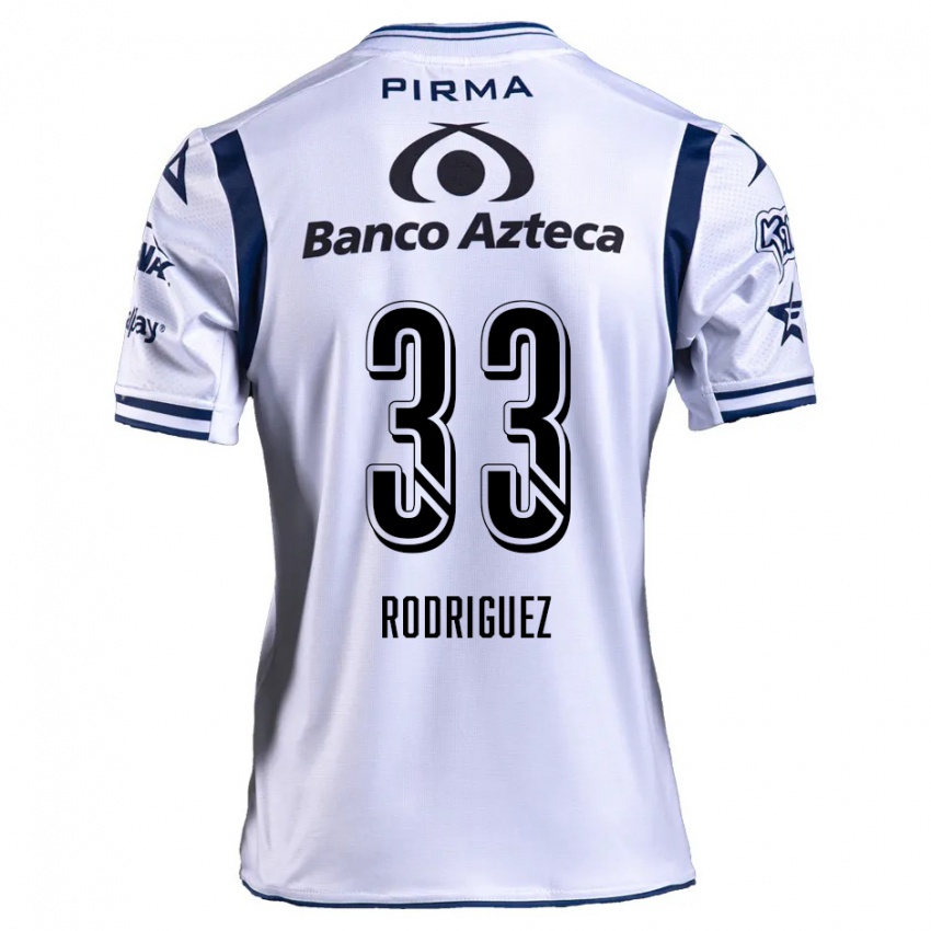 Enfant Maillot Jorge Rodríguez #33 Blanc Bleu Marine Tenues Domicile 2024/25 T-Shirt Belgique