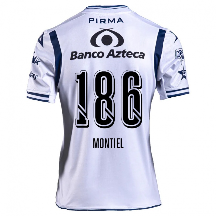 Enfant Maillot Santiago Montiel #186 Blanc Bleu Marine Tenues Domicile 2024/25 T-Shirt Belgique