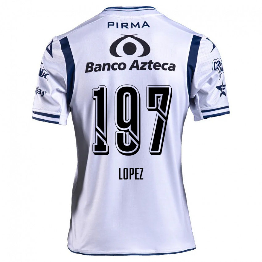 Enfant Maillot Sebastián López #197 Blanc Bleu Marine Tenues Domicile 2024/25 T-Shirt Belgique