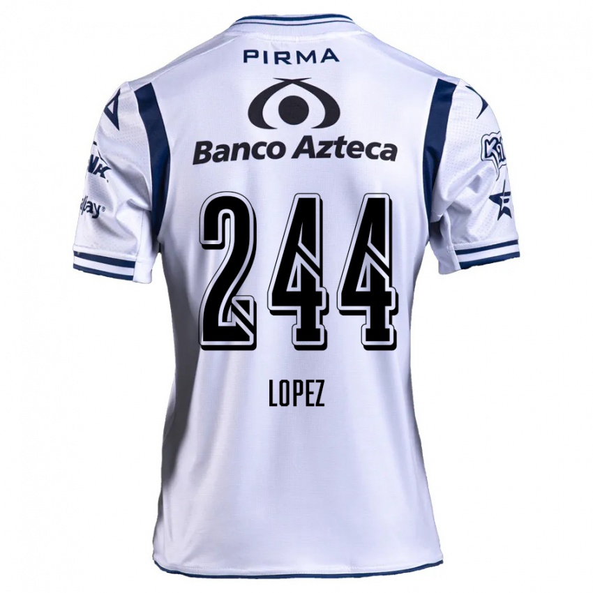 Enfant Maillot Daniel López #244 Blanc Bleu Marine Tenues Domicile 2024/25 T-Shirt Belgique