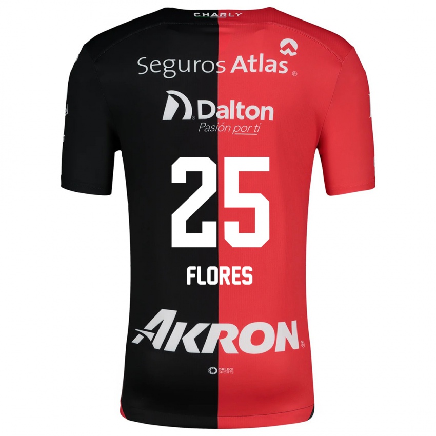 Enfant Maillot Leonardo Flores #25 Rouge Noir Tenues Domicile 2024/25 T-Shirt Belgique