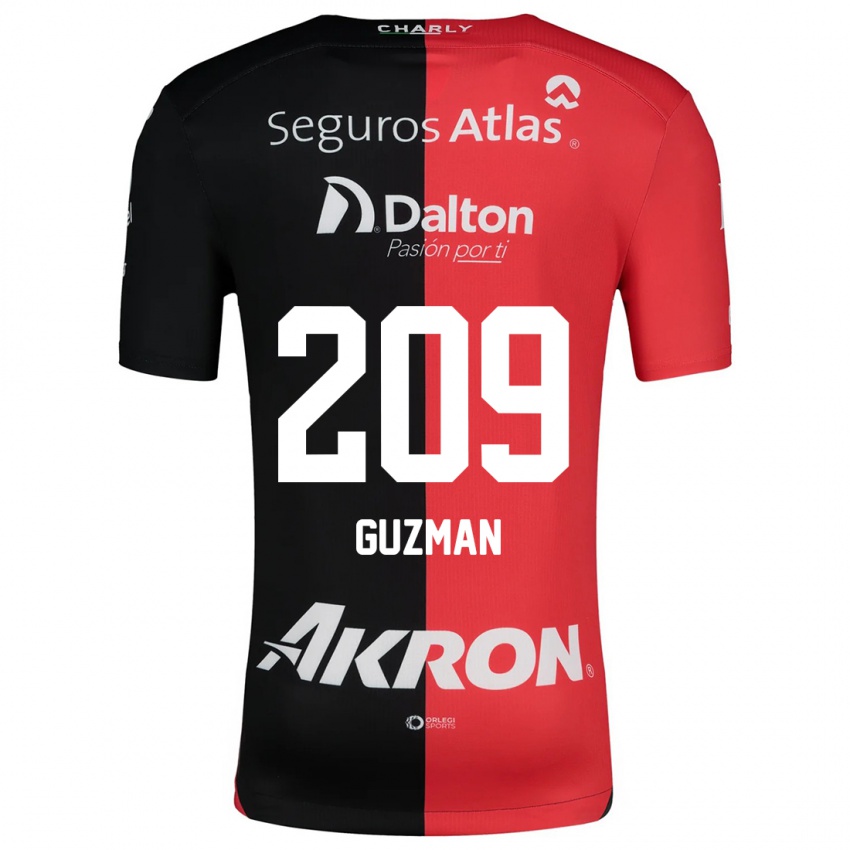 Enfant Maillot Jorge Guzmán #209 Rouge Noir Tenues Domicile 2024/25 T-Shirt Belgique